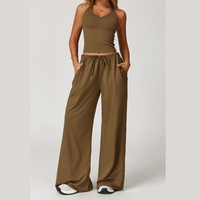 Aspasia Vest Top Flared Legging Set - Coffee