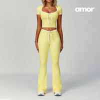 YOYO Flared Legging Set - Lemon