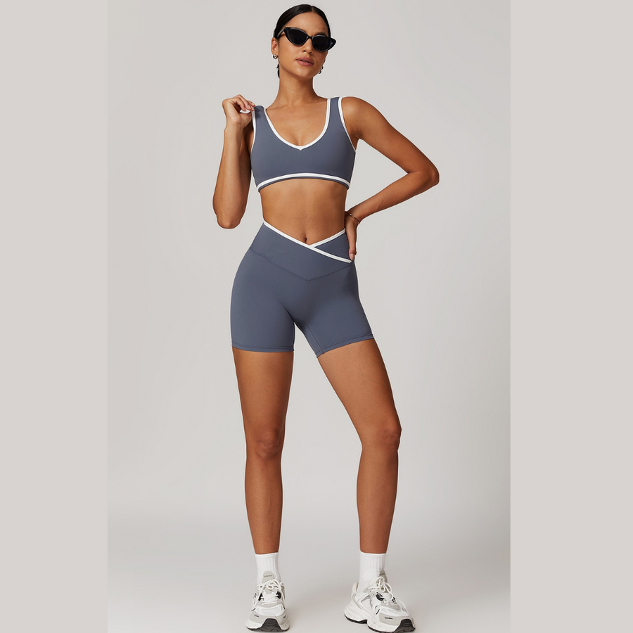 QUEENI Stylish Short Set - Off Purple