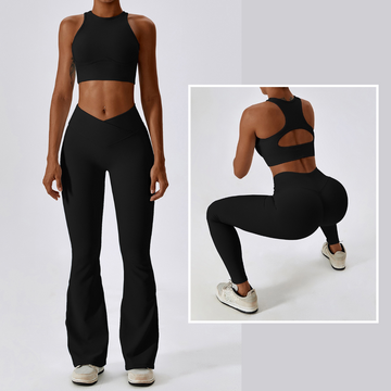 Strong Support Premium Flared Legging Set - Black