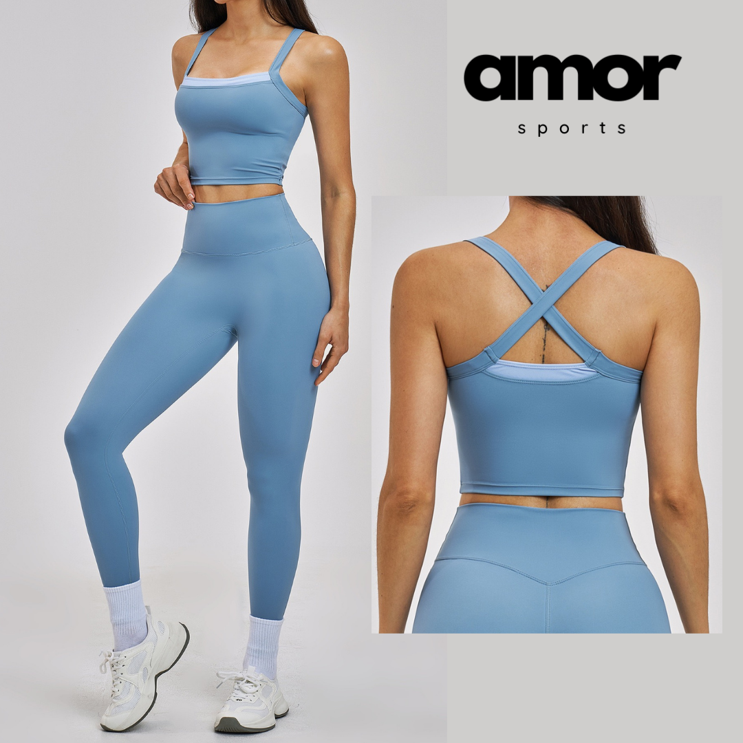 GRACE Stylish Sporty Legging Set - Blue