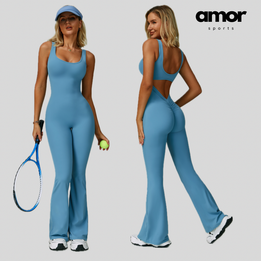 Sexy Stylish Bell Bottom Jumpsuit - Blue