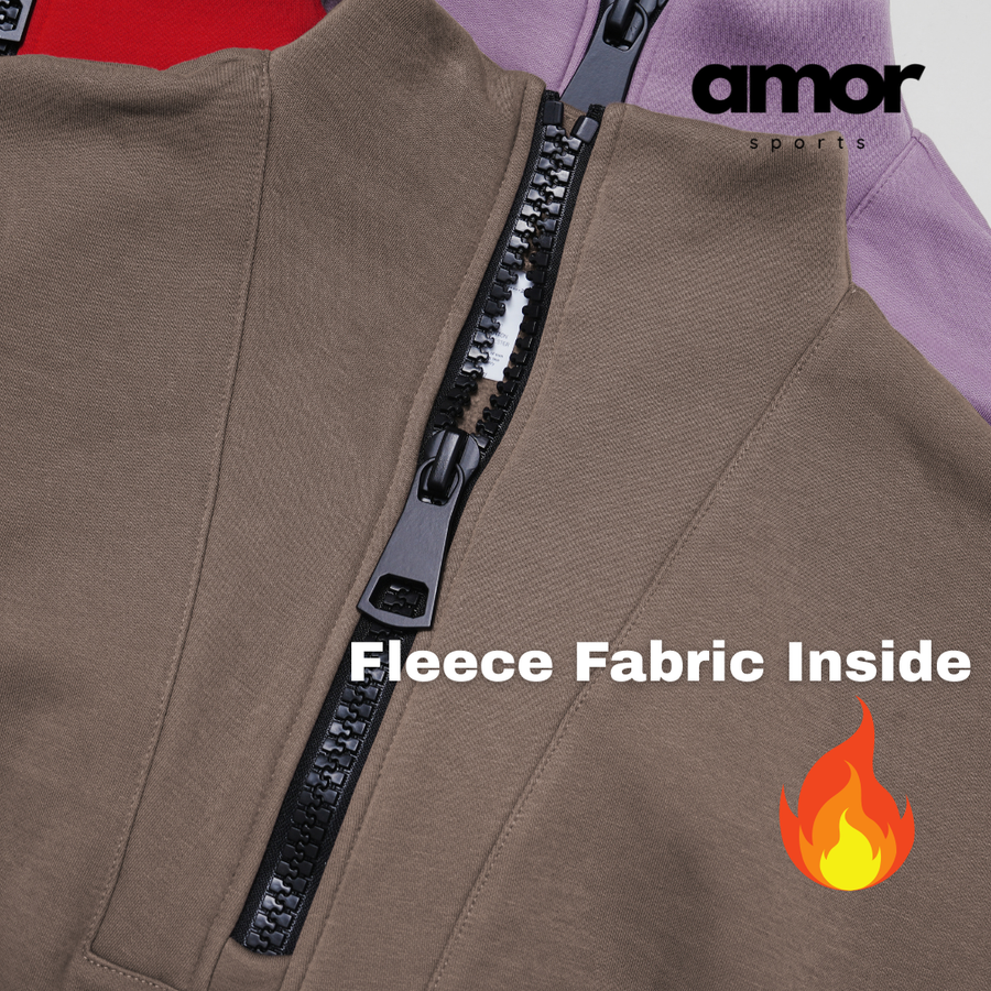 Classic Stylish Big Zip Winter Jumper - Brown