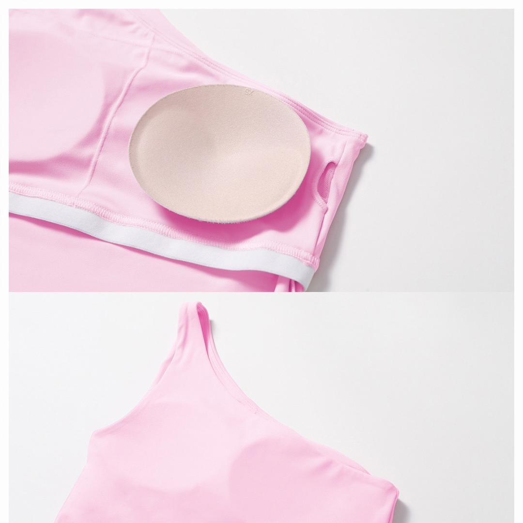 NANA Single Shoulder Top Legging Set - Pink