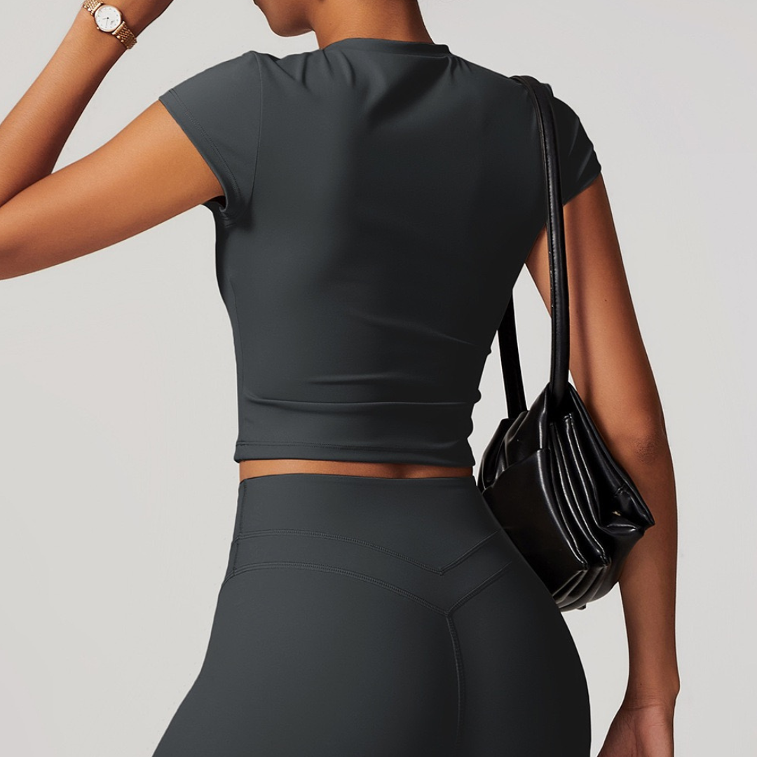 STELLA Premium Short Sleeve Top - Dark Grey