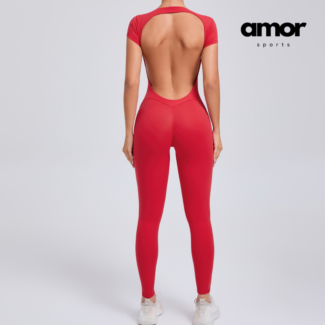 Sabrina Backless Stylish Jumpsuit - Red