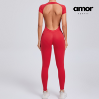Sabrina Backless Stylish Jumpsuit - Red
