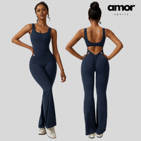 Sexy Stylish Bell Bottom Jumpsuit - Navy