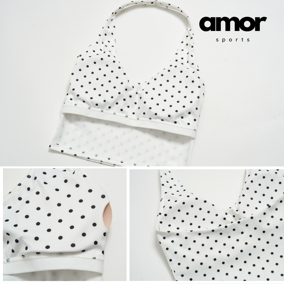 Polka Dot Elegant Cropped Legging Set - White