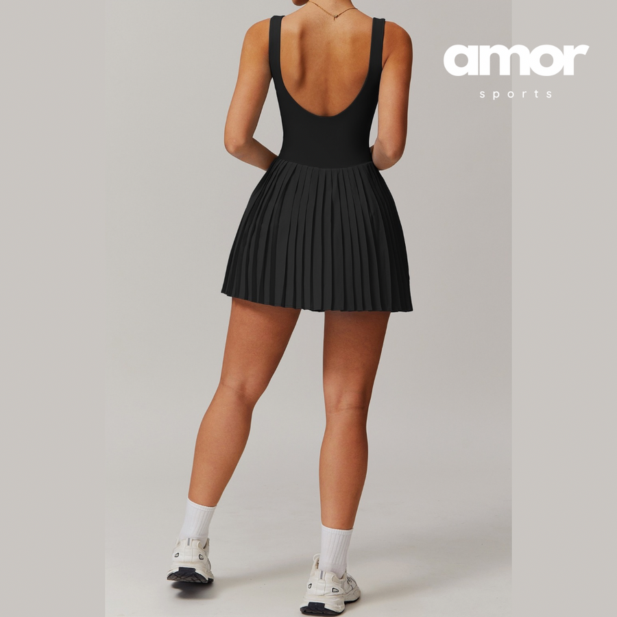 TARA Pleated Skirt Body Dress - Black