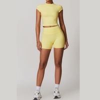 STELLA Short Sleeve Short Set - Yellow