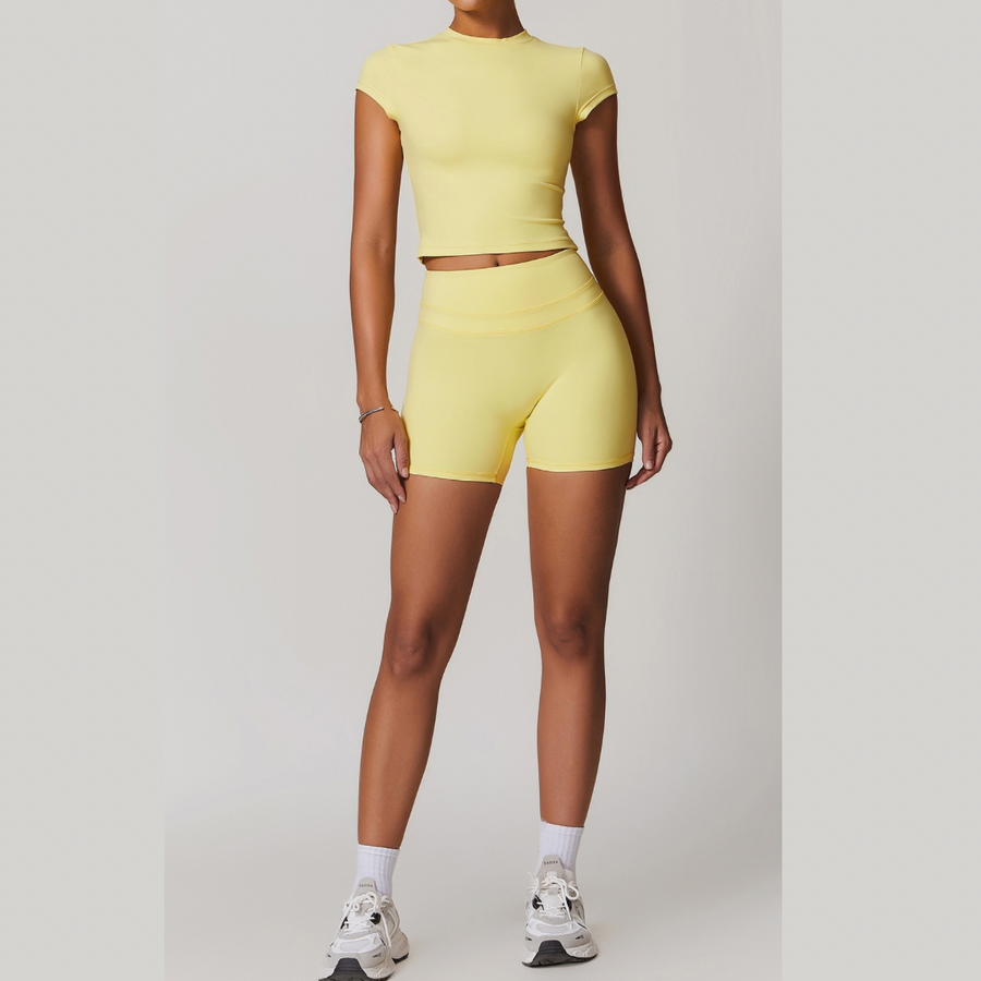 STELLA Short Sleeve Short Set - Yellow