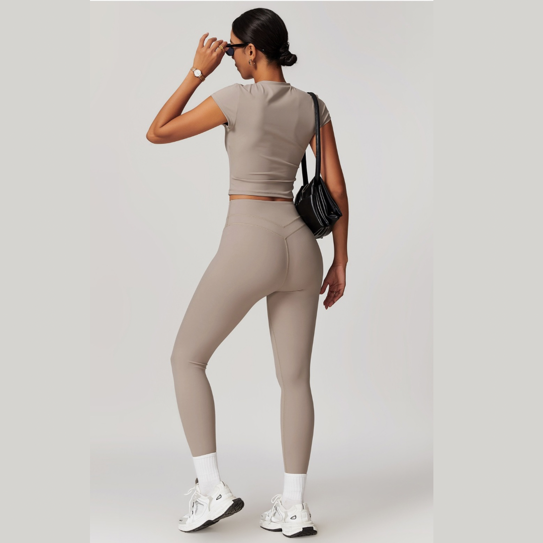 Completo leggings a maniche corte STELLA - Ice Latte