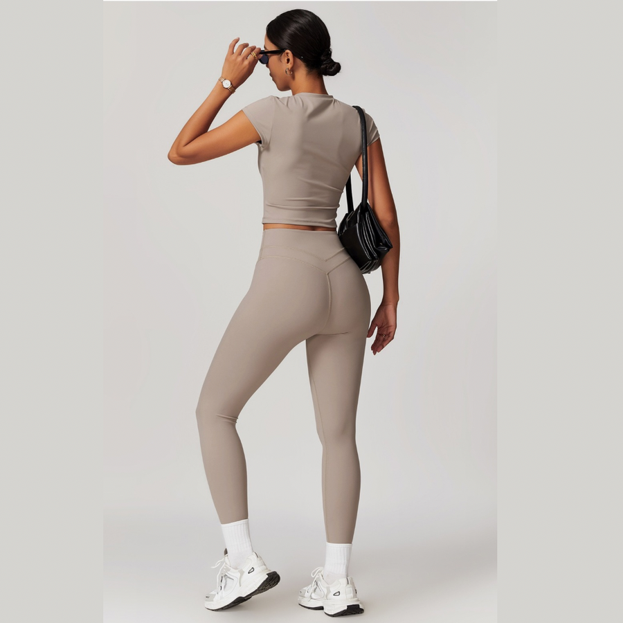 Completo leggings a maniche corte STELLA - Ice Latte