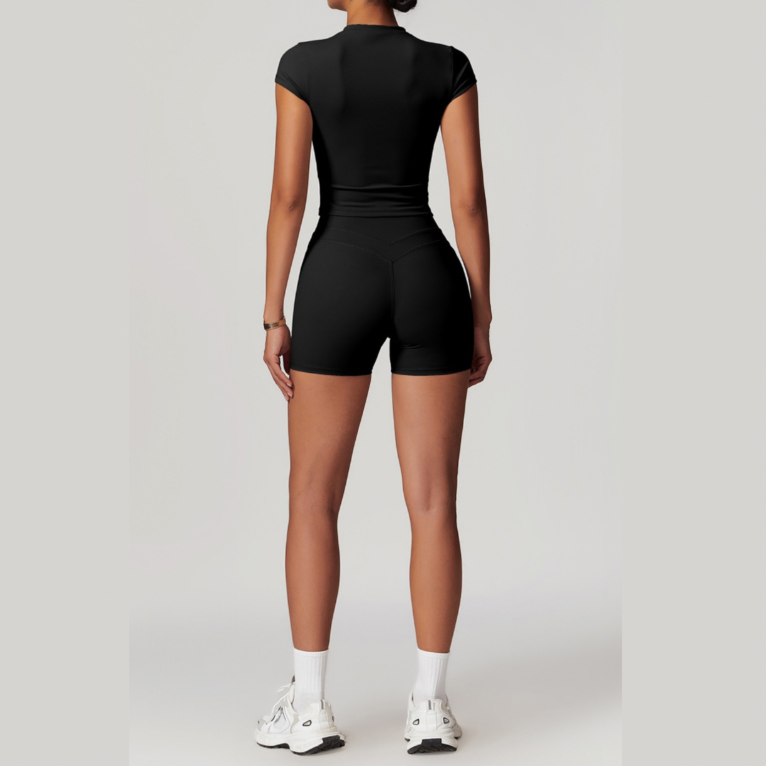 STELLA Short Sleeve Short Set - Black