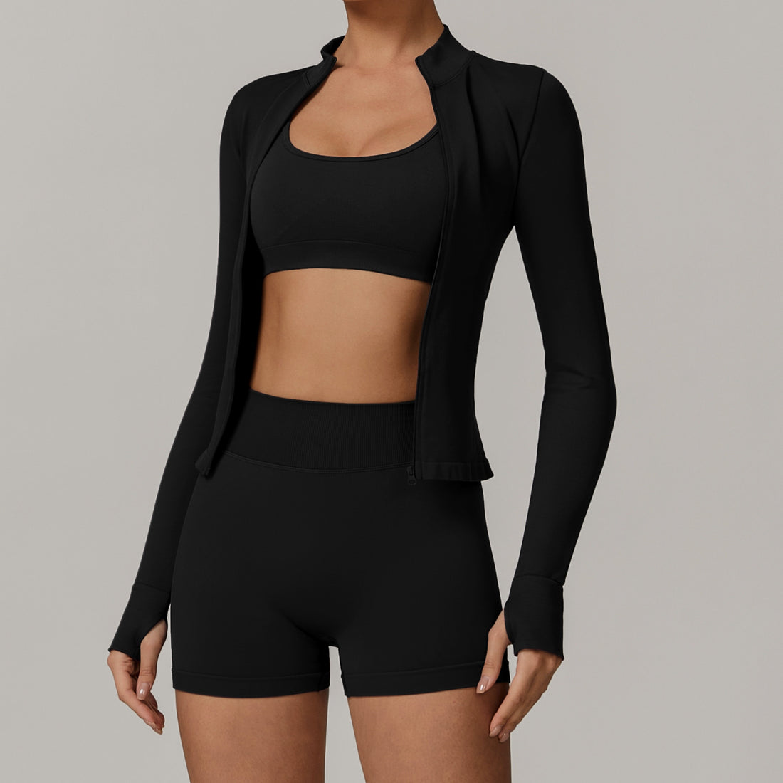 Sino Seamless 3pcs Short Set - Black