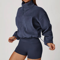 Winter Premium Coral Fleece Zip Jumper - Navy