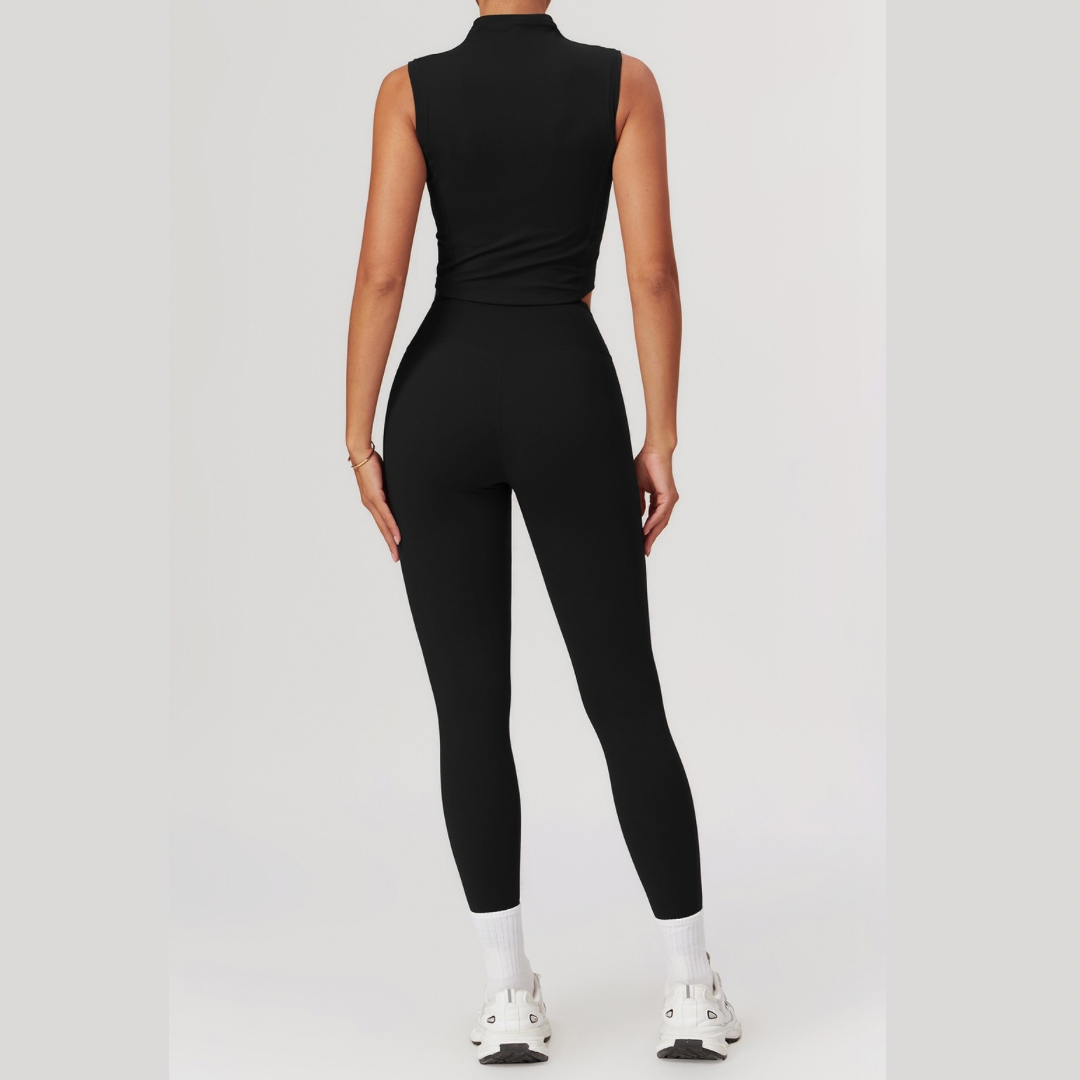 LILA Chic Vest Top Legging Set - Black