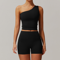 NANA Premium Single Shoulder Short Set - Black