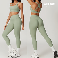 X-Back Line Skinny Legging Set - Green