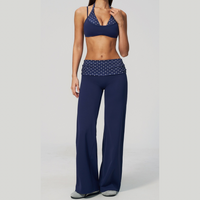 ENA Polka Dot Flared Legging Set - Navy
