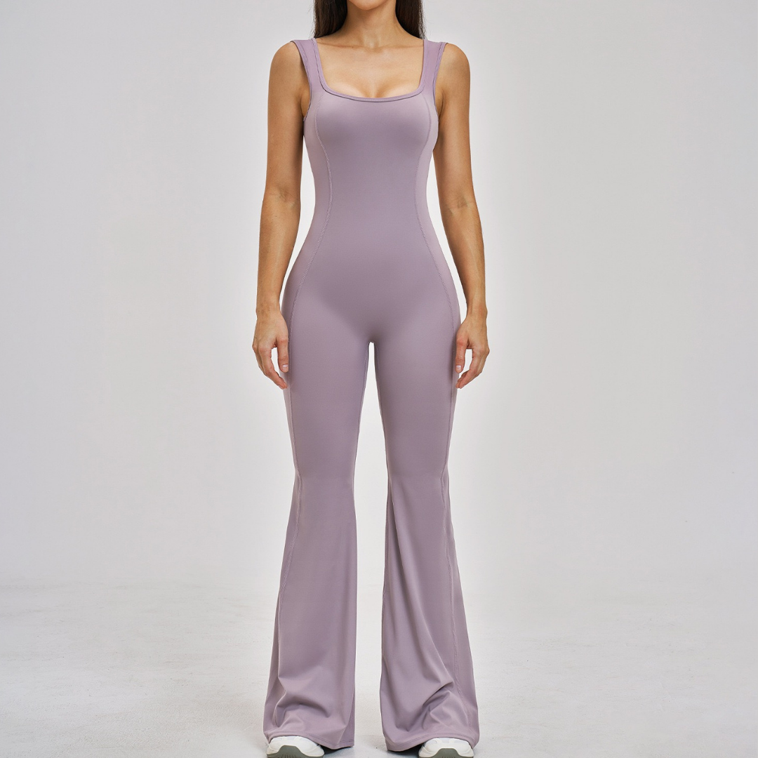 NINA Open Back Flare Jumpsuit - Dusty Grapes