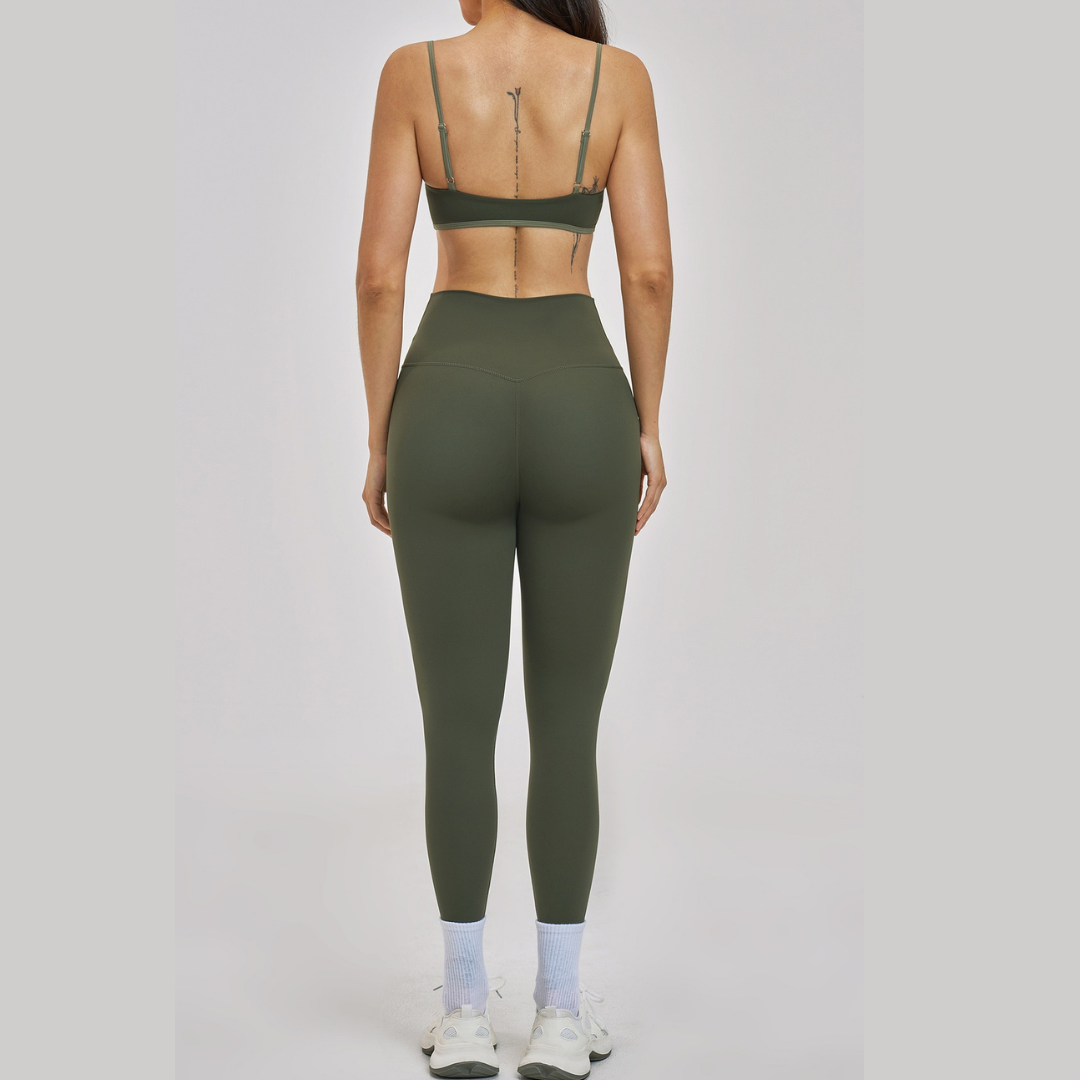 GRACE Stylish Sporty Legging Set - Olive Green