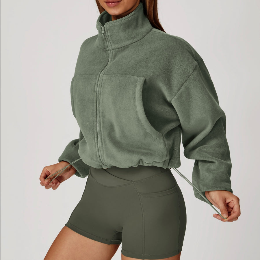 Winter Premium Coral Fleece Zip Jumper - Green