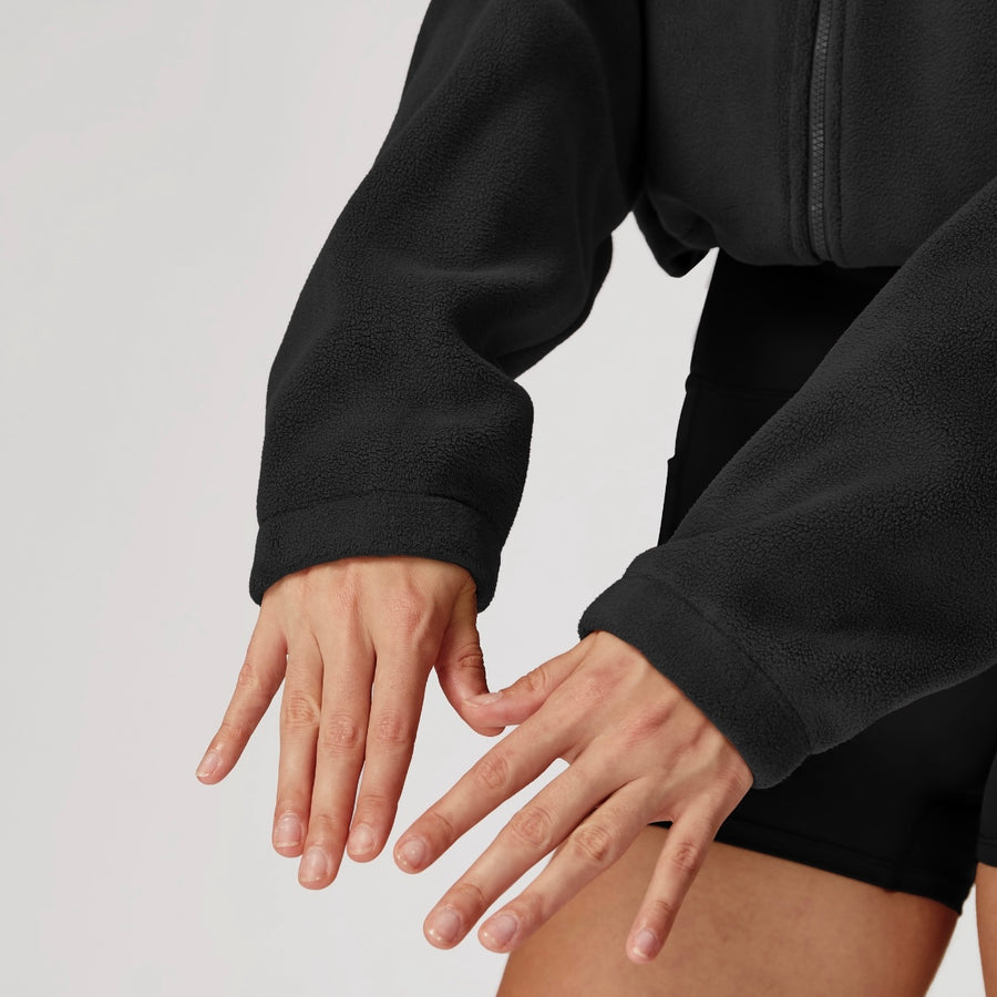 Winter Premium Coral Fleece Zip Jumper - Black