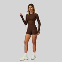 NIMO Long Sleeve Short Set - Coffee