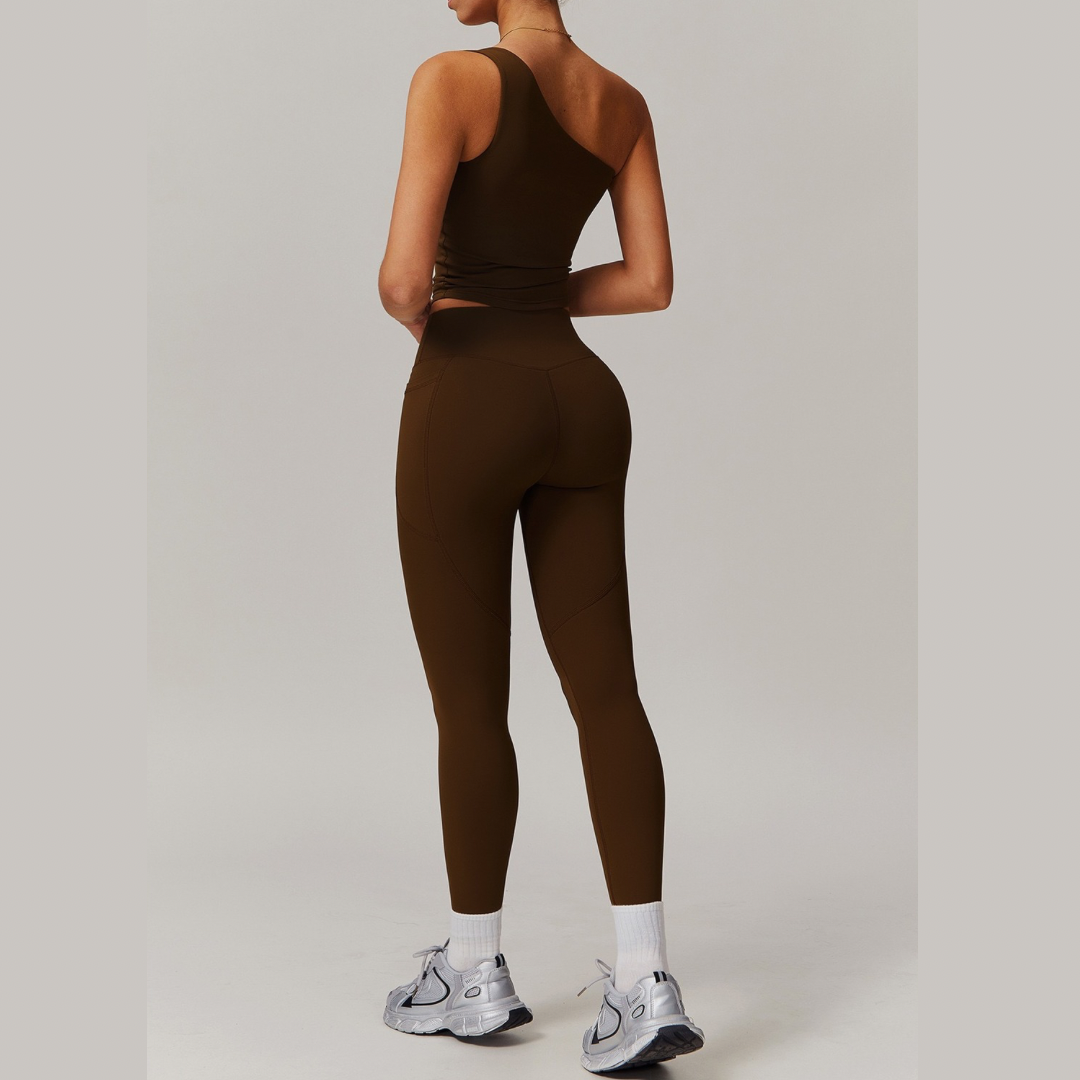 Σετ κολάν με έναν ώμο NANA - Καφέ 