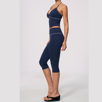 Andy Strappy Cropped Legging Set - Navy