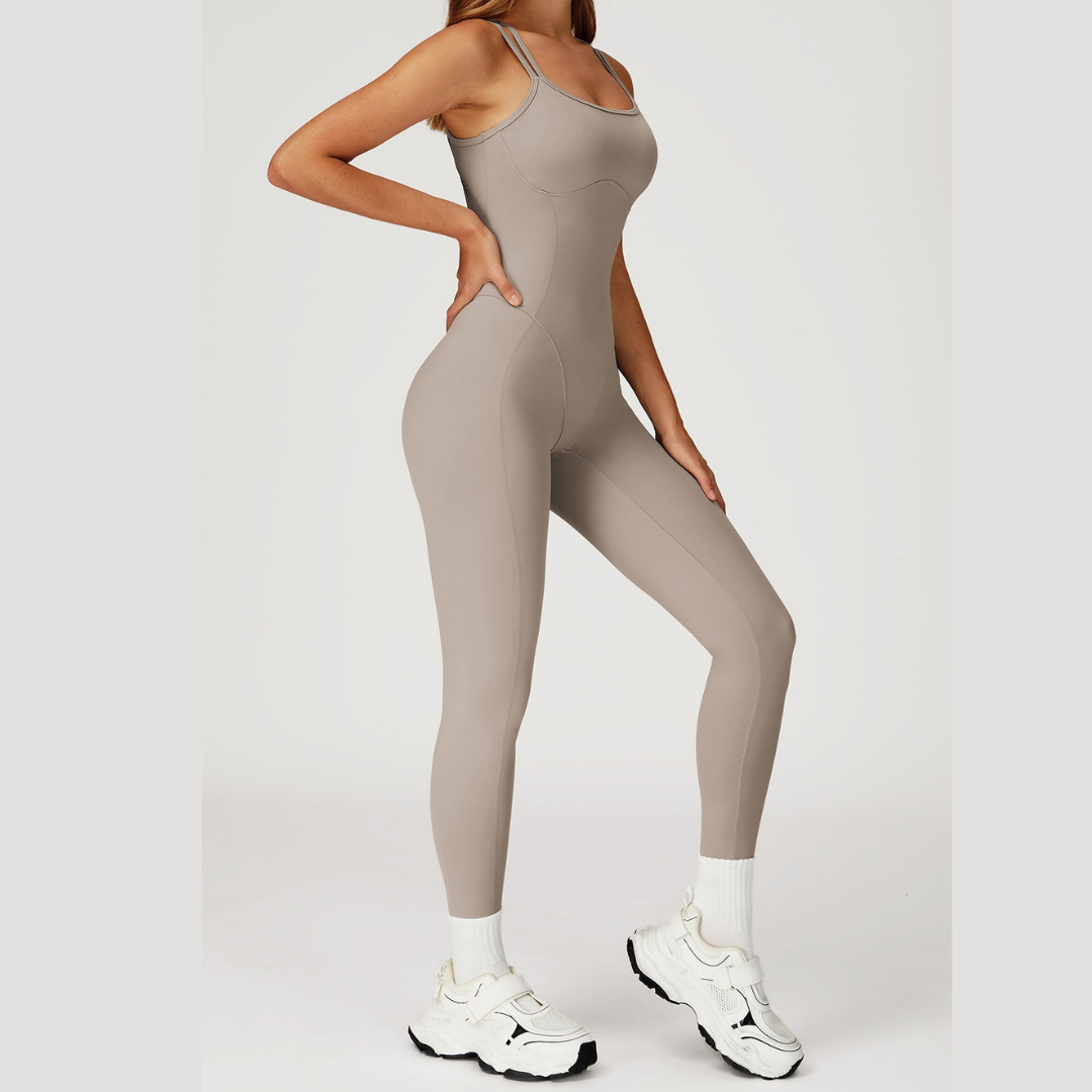 DIVA Cross-Back Sculpt Jumpsuit - Beige