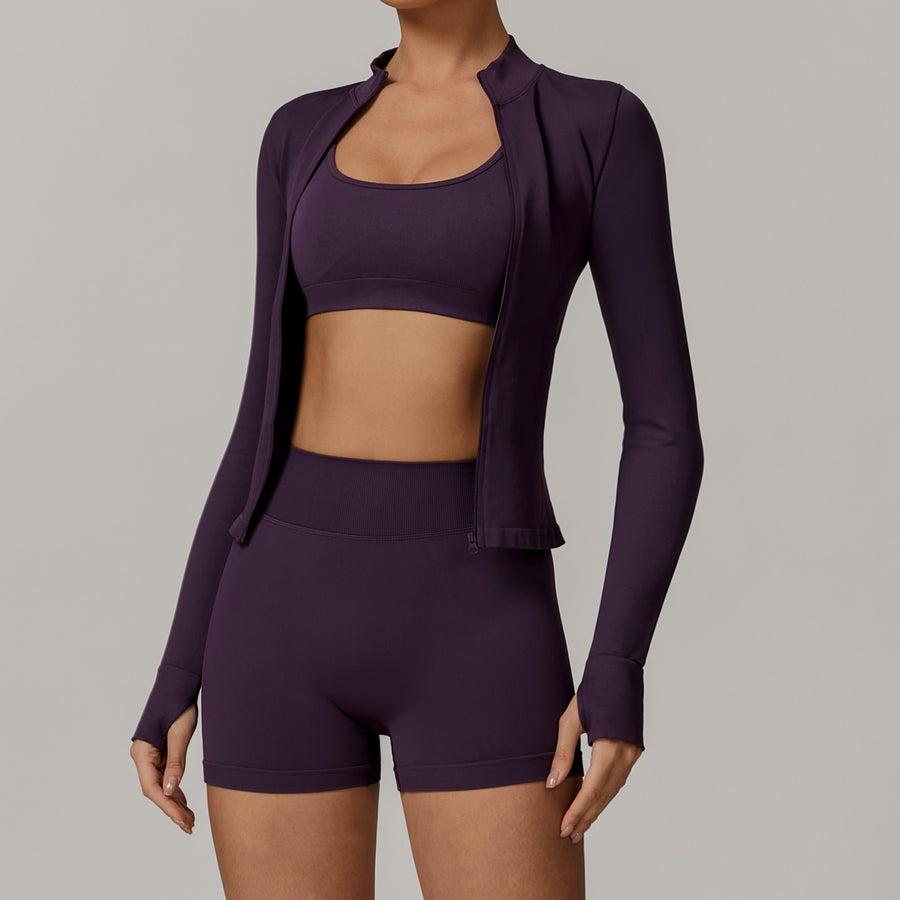 Sino Seamless 3pcs Short Set - Purple