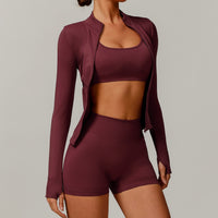 Sino Seamless 3pcs Short Set - Burgundy