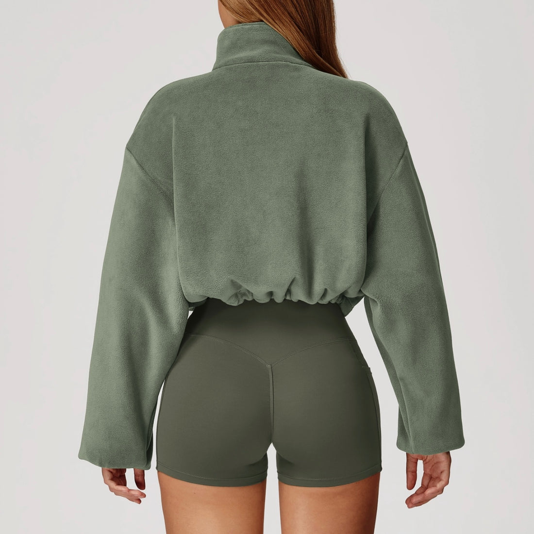 Winter Premium Coral Fleece Zip Jumper - Green