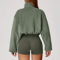 Winter Premium Coral Fleece Zip Jumper - Green