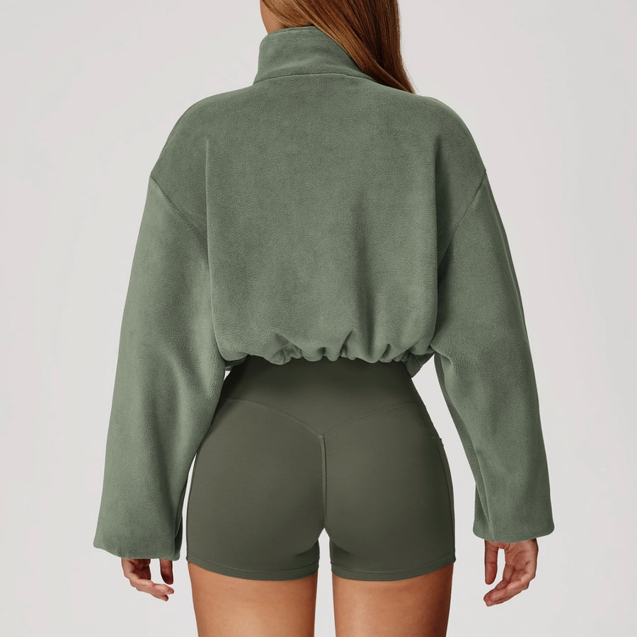 Winter Premium Coral Fleece Zip Jumper - Green