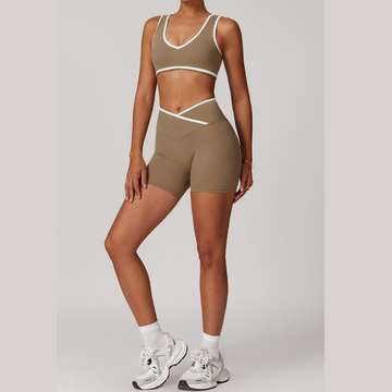 QUEENI Stylish Short Set - Brown