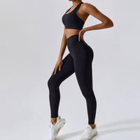 X -Back Line Skinny Legging Set - Black