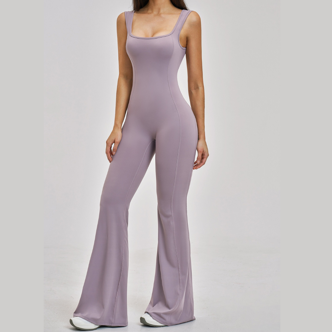 NINA Open Back Flare Jumpsuit - Dusty Grapes