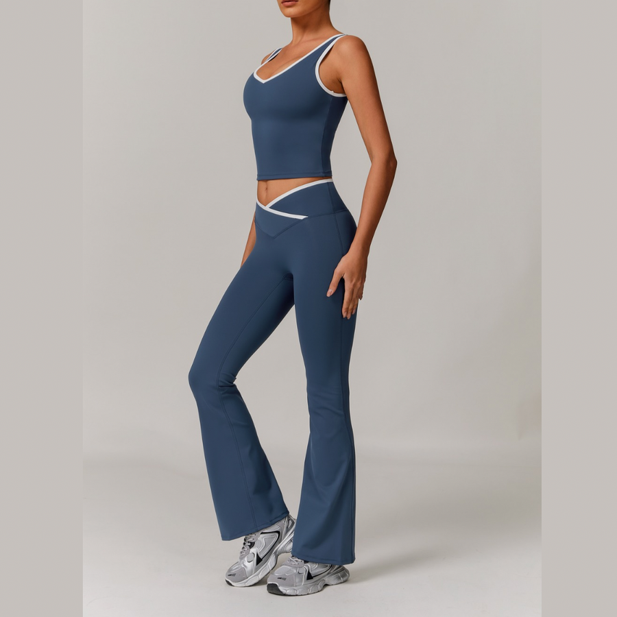 QUEENI Vest Top Legging Set - Blue