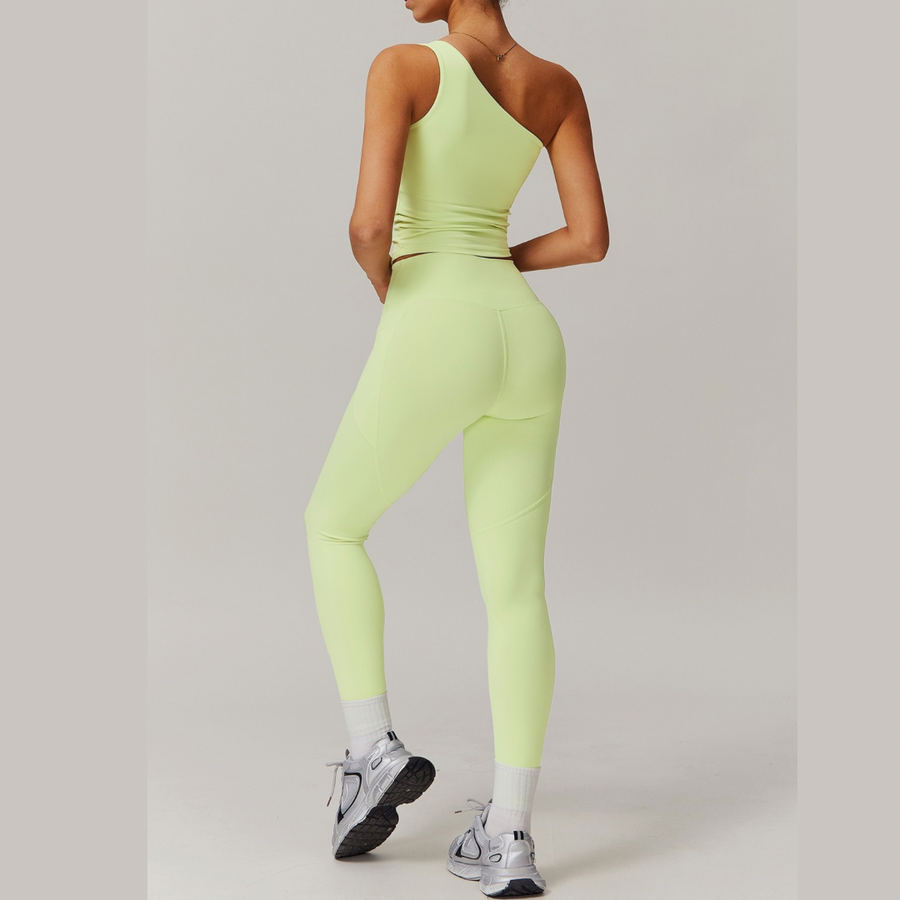 NANA Single Shoulder Top Legging Set - Green