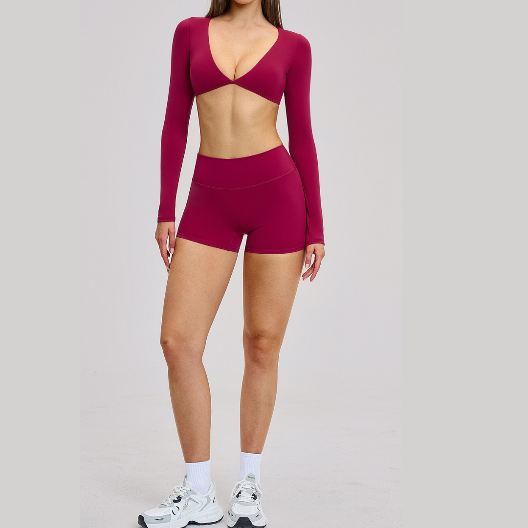 ALICE Contour Long Sleeve Short Set - Rose Bud