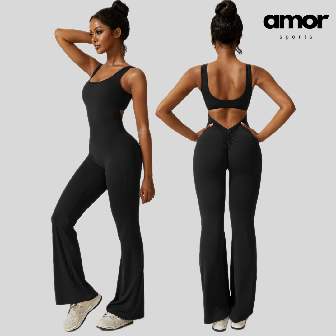 Sexy Stylish Bell Bottom Jumpsuit - Black