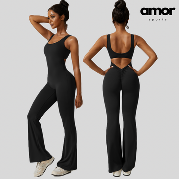 Sexy Stylish Bell Bottom Jumpsuit - Black