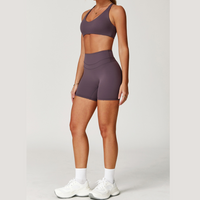 Σετ κοντό τοπ STELLA με στάμπα X-Back - Μωβ 