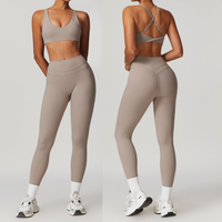 STELLA X-Back Crop Top Legging Set - Ice Latte