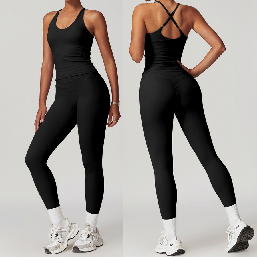 STELLA Vest Top Legging Set - Black