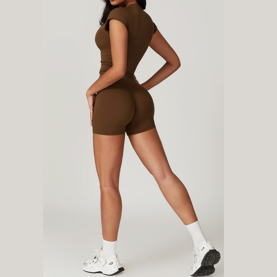 Σετ Sustainable Short Sleeve Short Set - Καφέ 